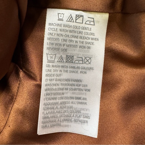 GILI British Tan Leather Peplum Jacket Coat 
Size 2  Zip Front and Sleeves NWT - Picture 7 of 17